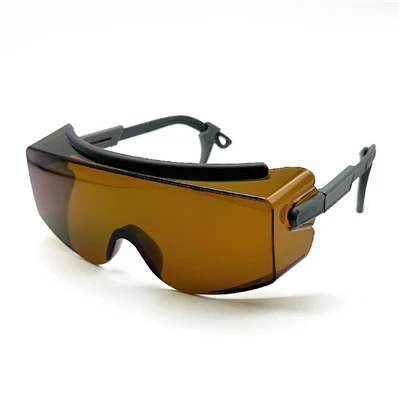 Lasersikkerhetsbriller med brede visir for 190–540nm og 800–1100nm beskyttelse